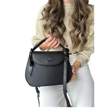 Imagem de Bolsa Feminina Transversal com Alça em Corda material sintético Cor:Pr