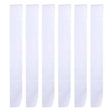 Imagem de Faixas lisas de cetim em branco BBTO 6 peças para faça você mesmo, casamento, festa de galinha, concurso de beleza, branco