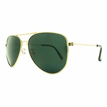 Imagem de Óculos de Sol Aviador Clássico Dourado e Lente Verde Claro UV400