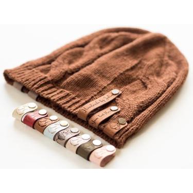 Imagem de Etiquetas de couro personalizadas para itens artesanais, tricô, crochê, roupas, couro vegano