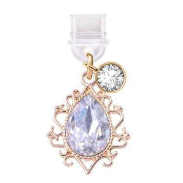 Imagem de ELISE & FONDA TP321 Tipo-C porta de carregamento USB antipoeira plugue gota de água pingente de celular para telefones Samsung/Huawei/OnePlus/Xiaomi/oppo Android (branco), approx.1.9 cm (L) x 0.5 cm