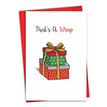 Imagem de The Best Card Company - Cartão de Natal engraçado trocadilho com envelope - Humor divertido e feliz feriado, cartão de notas - Punny Holidays Wrap C7122GXSG