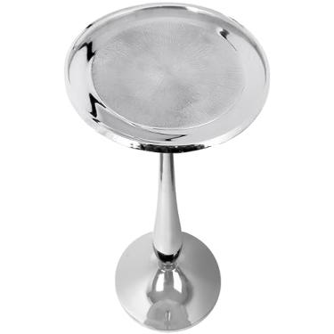 Imagem de CLEENTABLE Mesa de canto redonda com pedestal Farmhouse – Mesa de canto para uso interno – Mesa lateral moderna e leve de metal para espaços pequenos, mesa de cabeceira, quarto, sala de estar