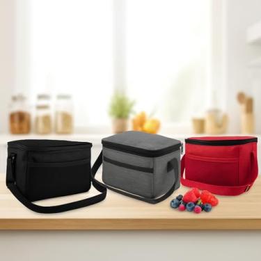 Imagem de Bolsa Térmica Porta Marmita Lanche Bebida Trabalho Academia Cores Preto Vermelho e Cinza (Cinza)