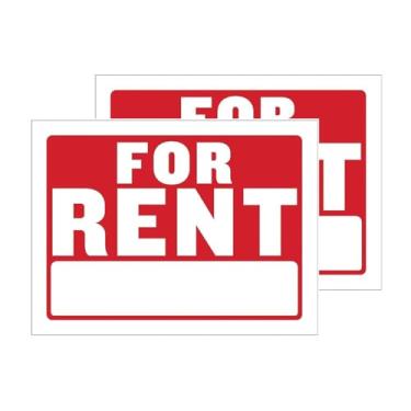 Imagem de Pacote com 2 placas para aluguel de 30,5 cm x 40,6 cm – Vermelho e branco de alta visibilidade – Plástico durável, montagem fácil para casas, apartamentos, escritórios