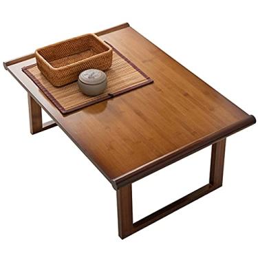 Imagem de Mesas de centro tatami peitoril de janela varanda mesa baixa mesa de estudo chinês mesa antiga bandeja de mesa dobrável (marrom 69 × 50 cm)
