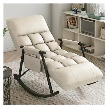 Imagem de ARCEFT Cadeira de balanço estofada para berçário, poltrona moderna, poltrona confortável, com encosto alto para sala de estar, quarto, escritório, branco creme