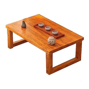 Imagem de Mesas de centro de chão janela salediça mesa de chá de madeira maciça Tatami criativo simples varanda secretária para computador mesas baixas mesa Kang (carvalho 60 * 40 * 30 cm)