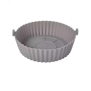 Imagem de Forma Redonda de Silicone Para Airfryer, 20 cm Diametro, Antiaderente, Mantém Limpo e Agilidade Na Cozinha (CINZA)
