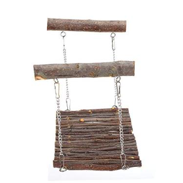 Imagem de Acouto Gaiola de Balanço de Rede para Animais de Estimação Applewood Pequenos Animais - Cama Suspensa Perfeita Hamsters, Coelhos, Chinchilas, Esquilos e Porquinhos-da-índia - Design Natural