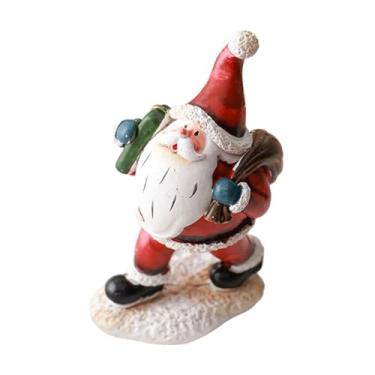 Imagem de UGPLM Linda estatueta natalina, escultura colecionável de Natal e inverno, pequena peça decorativa para mesa, centro de mesa em resina, decoração de Natal, Style K