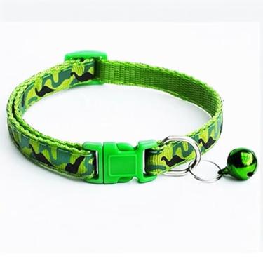 Imagem de Coleira de cachorro Xs com sino, fivela ajustável, nylon, estampa camuflada, coleira verde para filhotes de cachorro com sino para Xs XSmall Dogs Girl Cat Kitten Yorkie Chihuahua, pescoço 7,5-12,5