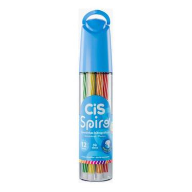 Imagem de Marcador Canetinha Para Colorir Cis Spiro Estojo 12 cores Cor:Azul, Az