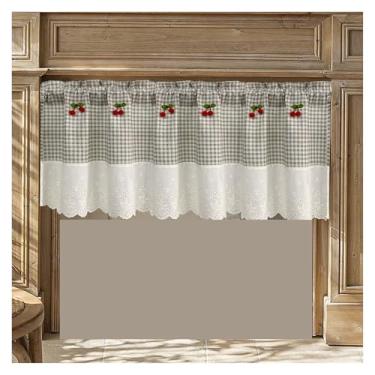 Imagem de SHENSHENG-Saia de cortina curta retrô, meia cortina vintage para cozinha, escritório, pia (rosa, 1 peça