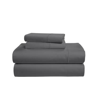 Imagem de LANE LINEN Jogo de cama Queen luxuoso 100% algodão egípcio, resistente ao desbotamento, sem bolinhas, naturalmente resfriado, macio e confortável, lençóis de cetim macio e confortável - cinza carvão