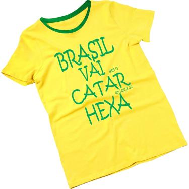 Imagem de Camiseta Brasil Verde E Amarelo Copa Catar Hexa