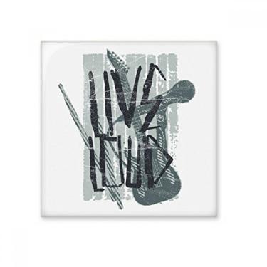 Imagem de Pedra adorna de tijolo vitrificado de cerâmica com padrão de instrumentos musicais de jazz cinza