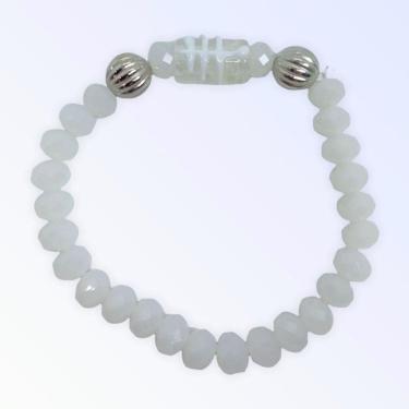 Imagem de Pulseira Oxalá Firma Branca Cristal e Silicone