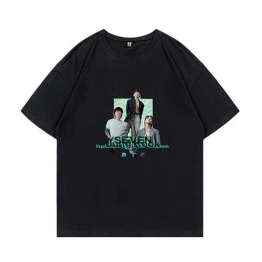 Imagem de Camiseta estampada Jungkook Seven Album Star Style Camiseta de algodão gola redonda manga curta, Preto 1, G