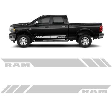 Imagem de Par de Faixas Dodge Ram Decorativo Adesivo Lateral C/ Verniz - SPORTIN