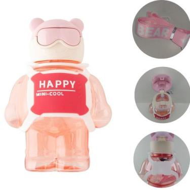 Imagem de Garrafa Água Urso Transparente Canudo Infantil Squeeze 800ml - C3b, Ro