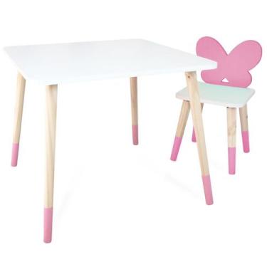 Imagem de Kit Mesa e Cadeira Infantil Borboletinha - Eita Casa Perfeita, Rosa