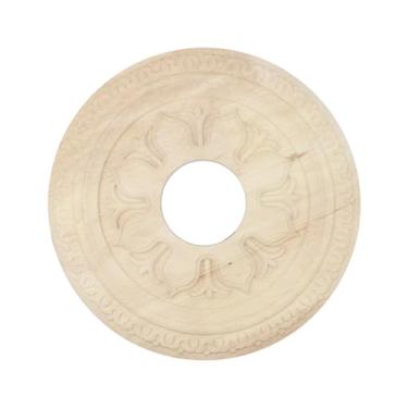 Imagem de Pastlla Ventilador de teto de madeira, medalhão moldado em madeira esculpida, capa de teto, anel redondo, iluminação de teto, medalhão decorativo para casa, para luminárias, ventiladores de teto,