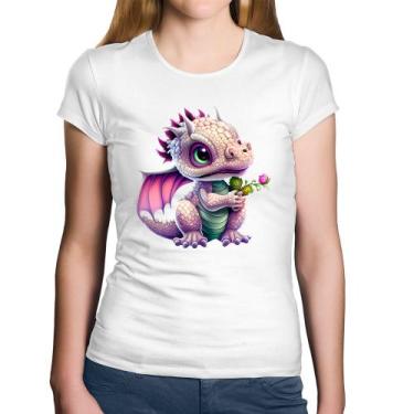 Imagem de Baby Look Algodão Dragão Bebê - Foca na Moda, Branco, G