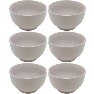 Imagem de 6 Tigelas 680ml Cumbucas Bowls de Cerâmica Lyor Bege Cronus Sobremesa 