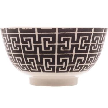 Imagem de Bowl de Porcelana Lyor 410ml Egypt Preto Decorado Cumbuca Caldos Sobre