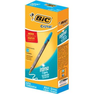 Imagem de Caneta Esferográfica Cristal BOLD Fashion Azul Turquesa  Caixa com 12 