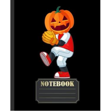 Imagem de Halloween Baseball Pitcher Pumpkin Head Scary Notebook: Baseball Wide Ruled Book | 7.5 x 9.25 120 Pages SOFT Cover | Back to School Supplies for Boys and Girls, Students and Teachers