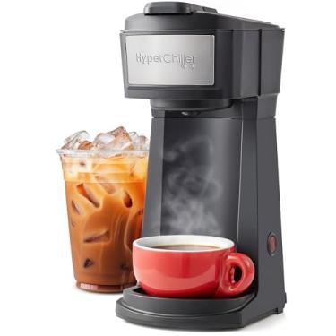 Imagem de Elite Gourmet Cafeteira HyperChiller EHC210N Iced/Hot Coffee, K-Cup ou Coffee Grounds, 8, 10 ou 340 g, suporte removível para copo K e filtro de malha reutilizável, bandeja coletora, preto/aço