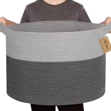 Imagem de MEGASKET Cesta de corda extragrande, cesta de armazenamento de tecido XXG, cesta de cobertor grande, sala de estar, organizador de brinquedos para quarto de crianças, armazenamento de cesta de animais