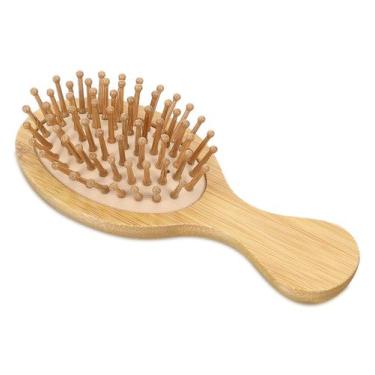 Imagem de Mini Escova de Cabelo de Bambu Heasy - Com Almofada para Todos os Tipo