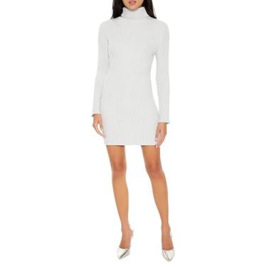 Imagem de Forever 21 Minivestido feminino de gola rolê, Cinza, XGG