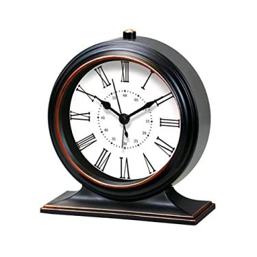 Imagem de Relógio de Mesa Relógio de pêndulo quartzo sala de estar relógio de mesa retrô para decoração de mesa em casa, preto/branco/marrom Relógio de Mesa(Preto)
