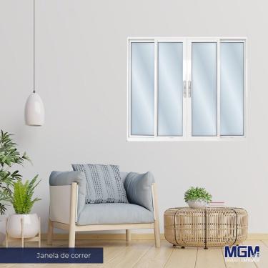 Imagem de Janela De Aluminio 4 Folhas Com Vidro Mini Boreal 100X200 Mgm Branco