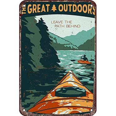 Imagem de VIVACEUTICAL Placas De Lata Metal Para Acampamento, Caiaque No Lago Ou Rio, Decoração Parede, Bares, Garagem, Casa, Banheiro, Padaria, Cozinha, Café, Decoração, 12 X 8 Polegadas