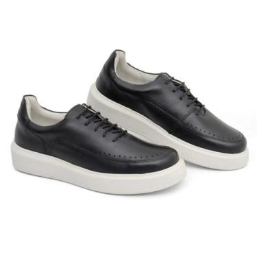 Imagem de Tênis Sapatênis Casual Masculino Couro Confortável - Mr. Light, Preto,