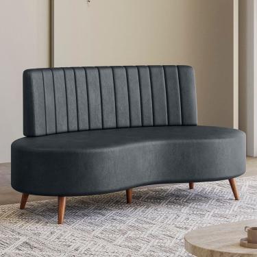 Imagem de Sofá Living 2 Lugares com Pés em Madeira Maciça 160cm Roseau Espresso Móveis Preto
