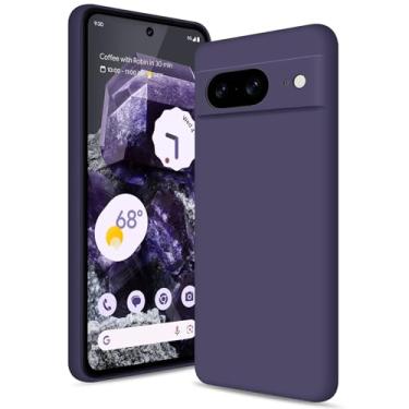 Imagem de Btstring Capa para Google Pixel 8, capa de silicone macio com proteção de câmera atualizada, capa fina à prova de choque com forro de microfibra antiarranhões, roxo profundo