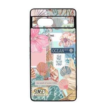 Imagem de qizjio Capa de telefone costeira colagem à prova de choque capa protetora de concha do oceano para Google Pixel 7A