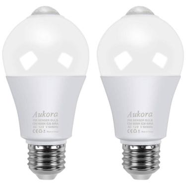 Imagem de Lâmpada LED Sensor de Movimento 1000LM, 12W Frio 6000K, 2 Un, Bivolt, AUKORA, Branco