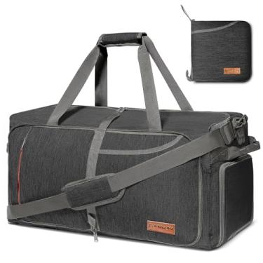 Imagem de Bolsa de viagem Canway 65L, bolsa de mão dobrável para o fim de semana com compartimento para sapatos para homens, mulheres, à prova d'água e resistente a rasgos, Panther Black, 85L