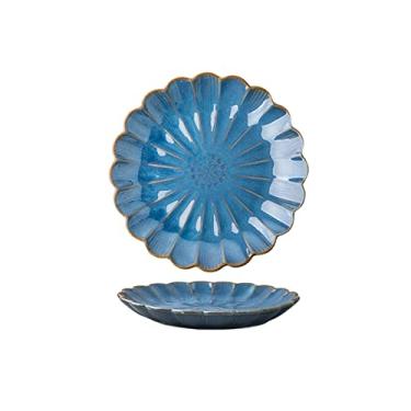 Imagem de Prato de serviço prato de jantar de cerâmica vintage chinês criativo pétala em relevo pratos de jantar redondos porcelana prato de sobremesa prato seguro para micro-ondas/lava-louças (tamanho: 1)