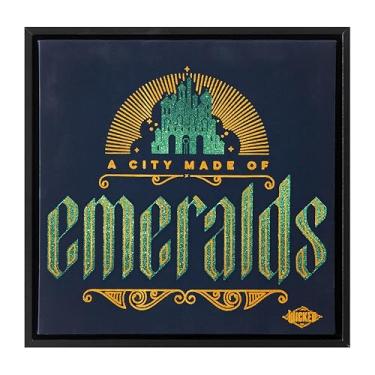 Imagem de Arte de parede em tela Wicked Emerald City, impressão emoldurada de uma cidade feita de esmeraldas, decoração de casa inspirada em musical da Broadway, 30 x 30 cm