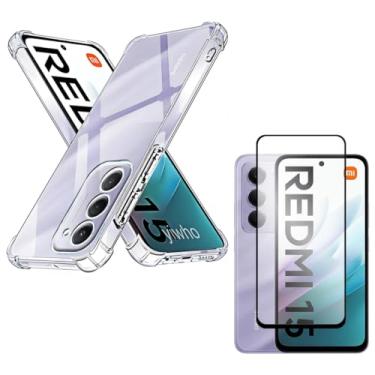 Imagem de Capa Capinha Anti Impacto + Película de Vidro 3D Para Redmi 15 Tela de 6.9 Polegadas - Bluepink