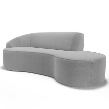 Imagem de Sofá Living 4 Lugares 300cm Braço Esquerdo Mozart D06 Bouclê Cinza - Mpozenato