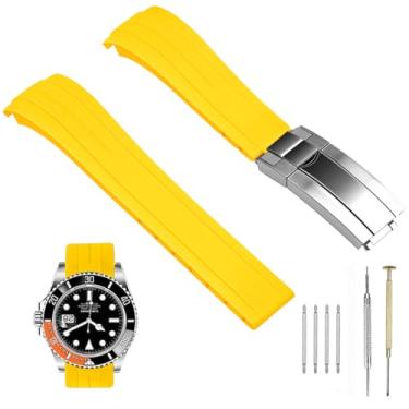 Imagem de SINAIKE Pulseira de relógio de silicone de 18 mm, 20 mm e 22 mm, pulseira de relógio de borracha preta, extremidade curva afunilada para Moonswatch, sem lacunas, reposição para homens e mulheres com